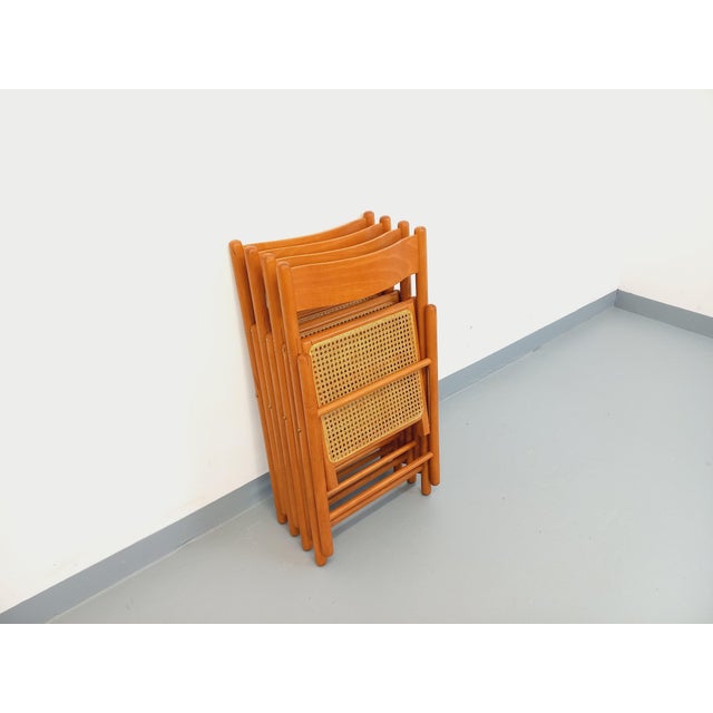 Wood Vintage Folding Chairs in Beech Wood and Caning from Habitat, 1980s, Set of 4 For Sale - Image 7 of 18