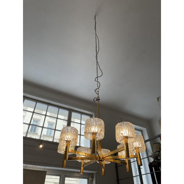 Mid-Century Pendant Lamp with 8 Glass Shades For Sale - Image 4 of 8