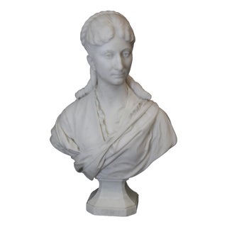 H. F. Iselin, Bust of a Woman, 1873, Carrara Marble For Sale
