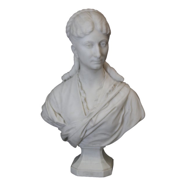 H. F. Iselin, Bust of a Woman, 1873, Carrara Marble For Sale