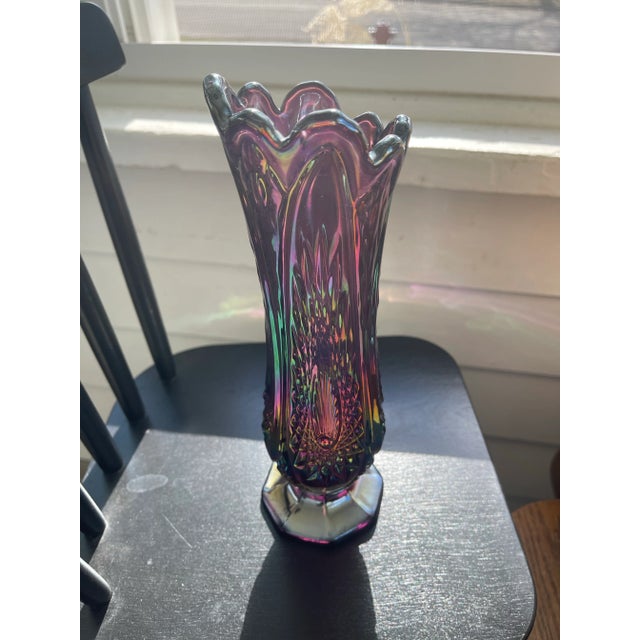 Mid 20th Century Carnival Glass Swung Vase For Sale - Image 6 of 7