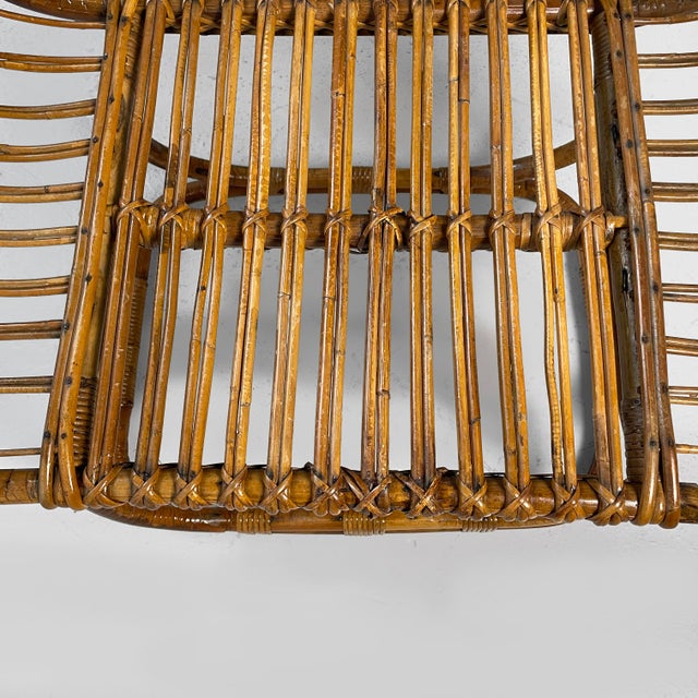Set of Mid-Century Modern Italian Rattan B4 Armchair and Ottoman from Tito Agnoli, 1950s For Sale - Image 16 of 18