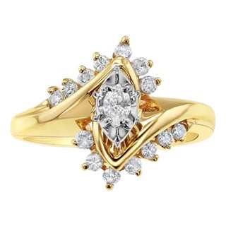 Half Carat Marquise Cente Bypass Engagement Diamond Ring, Size 3 For Sale