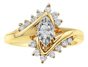 Half Carat Marquise Cente Bypass Engagement Diamond Ring, Size 3