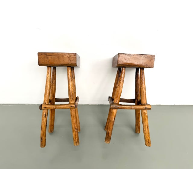 Brutalist Bar Stools, France, 1950s, Set of 2 For Sale - Image 13 of 18