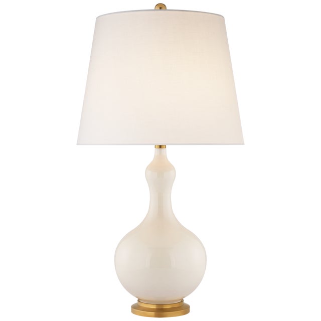 Transitional Christopher Spitzmiller by Visual Comfort Signature Addison Medium Table Lamp in Ivory with Linen Shade For Sale - Image 3 of 3
