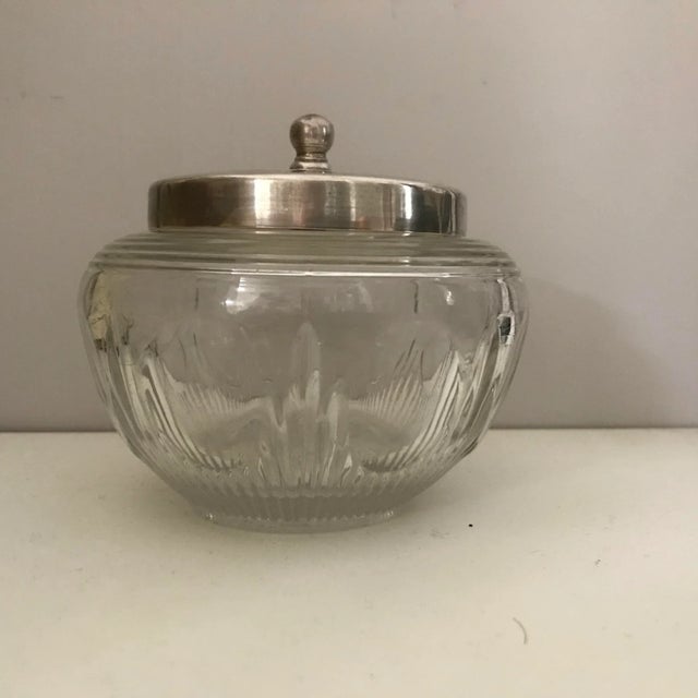 Traditional Vintage Cut Crystal Jam Pot Silver Plated Lid For Sale - Image 3 of 7