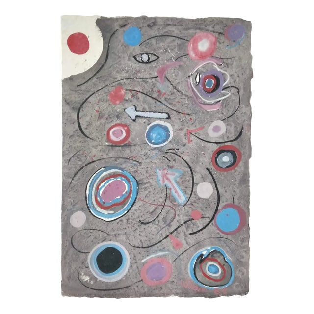 Domingo Millan, Composition, 1986, Mixed Media on Paper For Sale