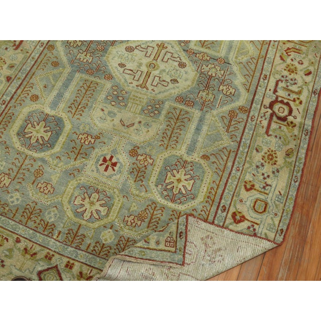 Persian Antique Zabihi Collection Gray Blue Persian Malayer Accent Rug For Sale - Image 3 of 7