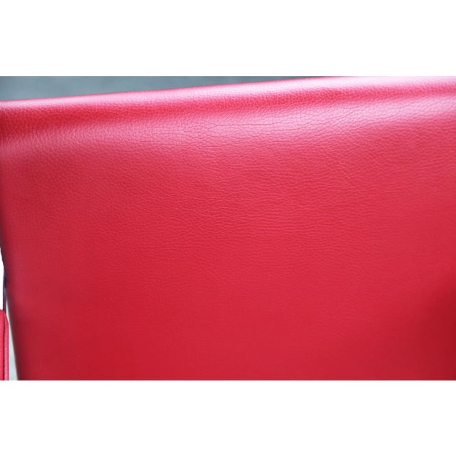 1990s Mid Century Modern Red Flat Chromed Bar Brno Chair Mies Van Der Rohe For Sale - Image 10 of 11