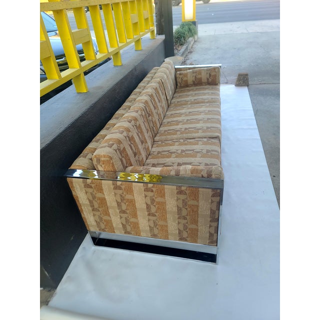 Metal Milo Baughman Chrome Frame Sofa For Sale - Image 7 of 13