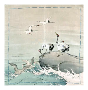 Japanese Antique Fusuka Textile Art Meiji Period