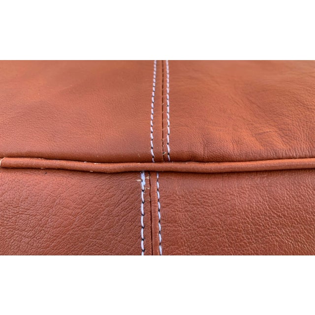 Contemporary Brown Chocolate Embroidered Moroccan Pouf Cover For Sale - Image 6 of 10