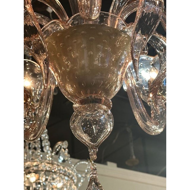 Murano Pink Bubble Glass Chandelier For Sale In Dallas - Image 6 of 7