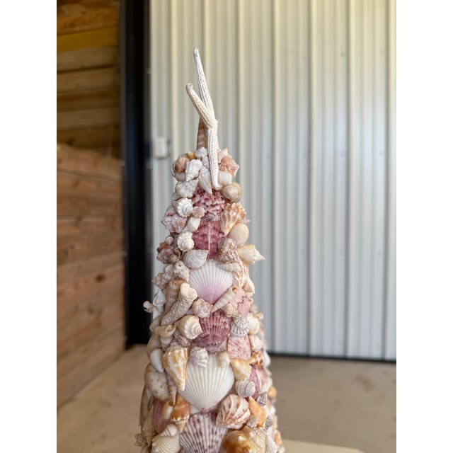 Contemporary Custom Coastal Organic SculpturauSeashell Holiday Cone Trees – Pair For Sale - Image 3 of 12