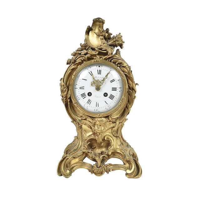 Gold Louis XV Bronze Clock For Sale - Image 8 of 8