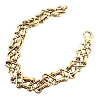 Authentic Vintage Tiffany & Co. Yellow Gold Basket Weave Bracelet For Sale