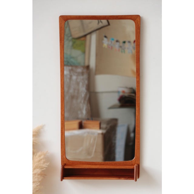 Mid-Century Modern Danish Teak Mirror with Shelf, 1960s For Sale - Image 3 of 7