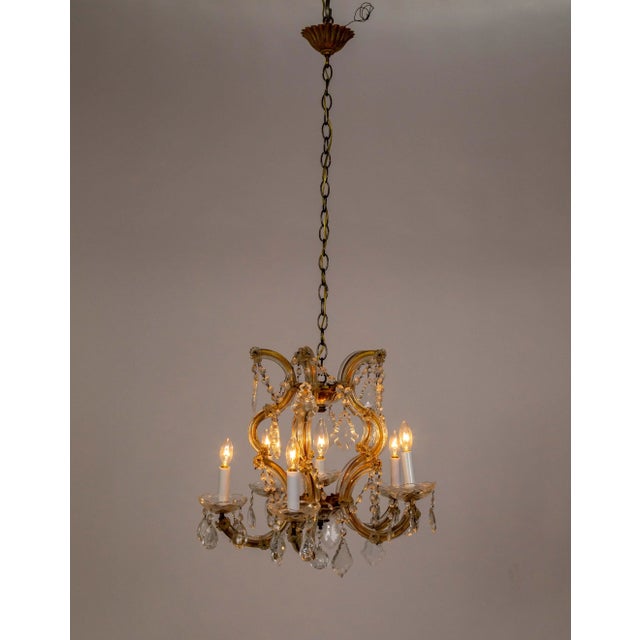Baroque 1950s Maria Theresa 6-Light Chandelier For Sale - Image 3 of 11