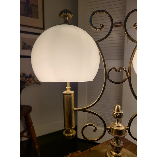 Mid-Century 1950s Brass Double Arm Table Lamp For Sale - Image 11 of 14