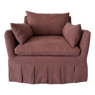Parisian Chair Slip Covered in Belgian Linen- Dark Rust For Sale
