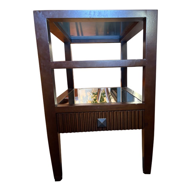 Noir Mirrored Side Table For Sale