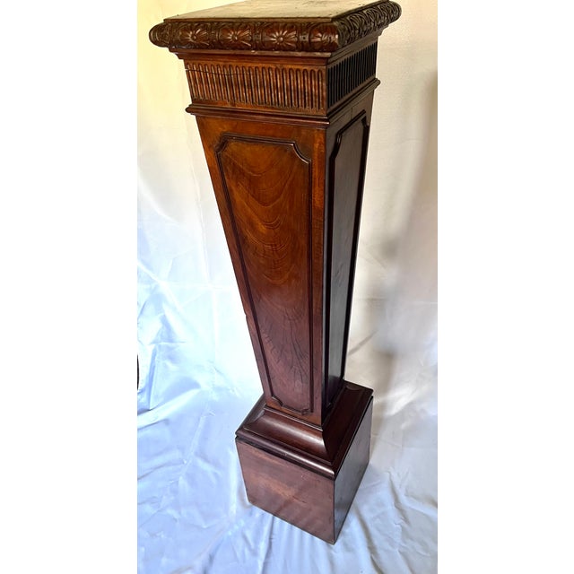 Antique Early 1800s Georgian Style Carved Mahogany Tapered Pedestal Stand For Sale - Image 10 of 18