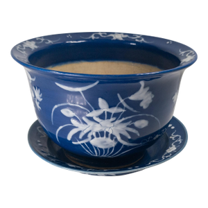 Early 20th Century Chinese Blue and White Pate-Sur-Pate Jardiniere Planter
