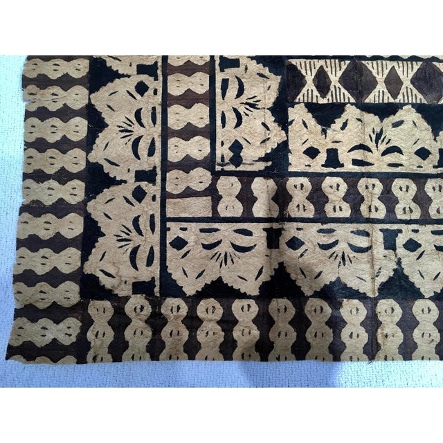 Vintage New Guinea Large Wall Hanging Block Print Tapa Cloth
