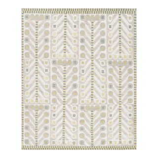Rug & Kilim’s Scandinavian Style Rug in Off-White and Beige Geometric Patterns - 13x18 For Sale