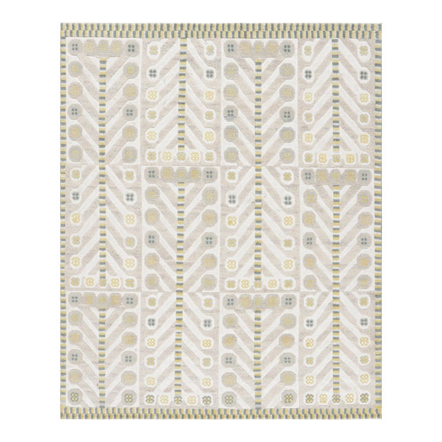 Rug & Kilim’s Scandinavian Style Rug in Off-White and Beige Geometric Patterns - 13x18 For Sale