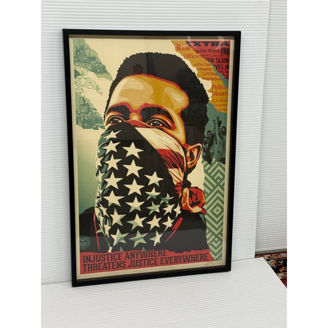 Expressionism Shepard Fairey “Injustice Anywhere Threatens Justice Everywhere” Signed Lithograph For Sale - Image 3 of 12