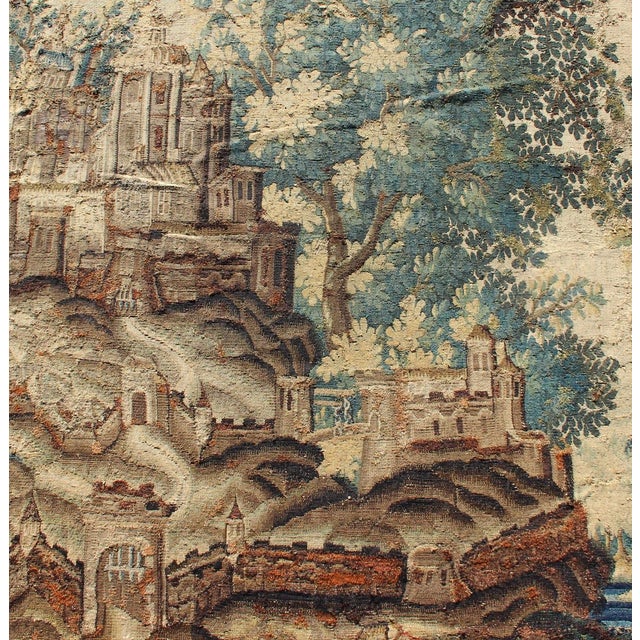 Antique 17th Century Scenic Tapestry Surrounded by Floral Border For Sale - Image 12 of 16