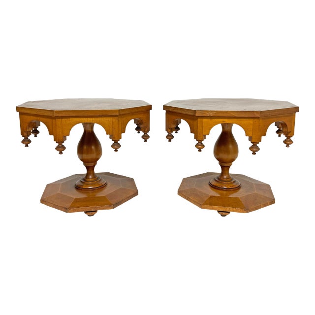 C. 1960s Mid-Century Moroccan Inspired Side Tables - A Pair For Sale