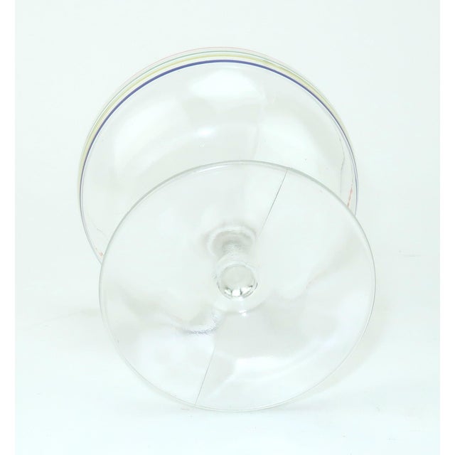 Red 1950's Primary Color Striped Cocktail Sherbet Glasses, Set of 6 For Sale - Image 8 of 10