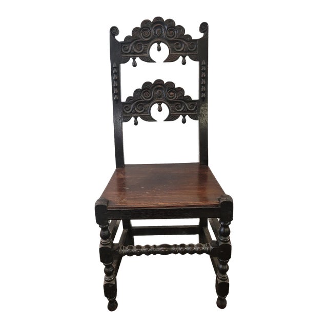 17th Century Antique Yorkshire Derbyshire Lancashire George II Oak Chair For Sale