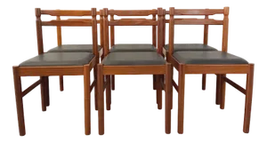 Vintage Scandinavian Teak and Skai Dining Chairs, 1960s, Set of 6