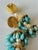 Vintage 1950s Faux Turquoise Chandelier Clip-on Earrings, Gold-Tone, Pair For Sale - Image 9 of 16