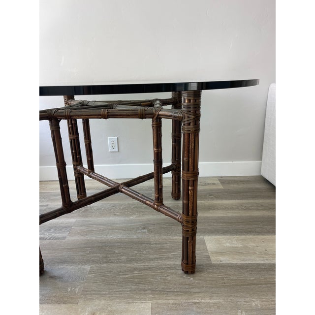 McGuire McGuire Organic Modern Bamboo Rattan Round Dining Table For Sale - Image 4 of 12