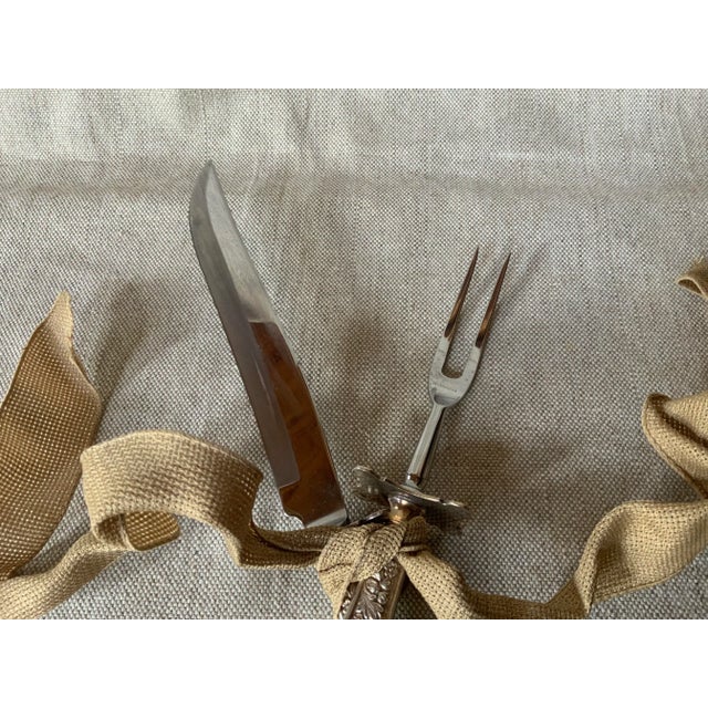 Sterling Silver Art Nouveau Carving Set by Steiff, c.1900 - Repousse Pattern For Sale - Image 4 of 9