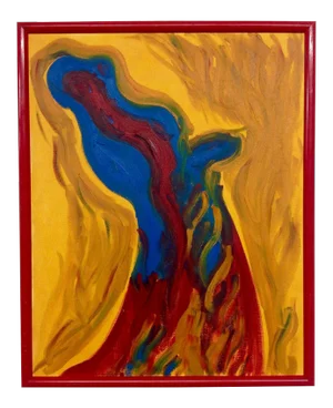 Vintage Modern Abstract Oil Painting on Canvas