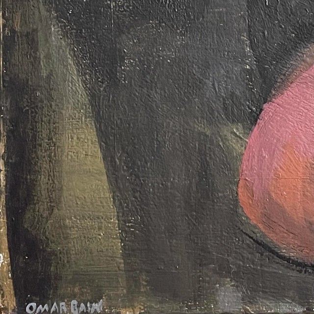 1960s Omar Bain - Untitled Modernist Landscape With Shapes, Signed (Ca. 1960, Oil on Canvas)/Geometric Landscape For Sale - Image 5 of 6