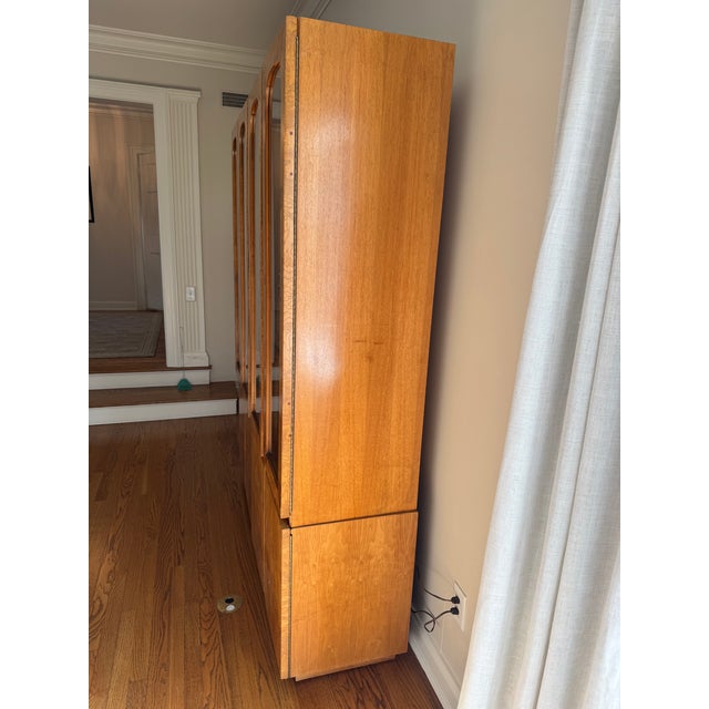 Vintage Milo Baughman Style Lane Alta Vista Burlwood China Cabinet For Sale In Madison - Image 6 of 14