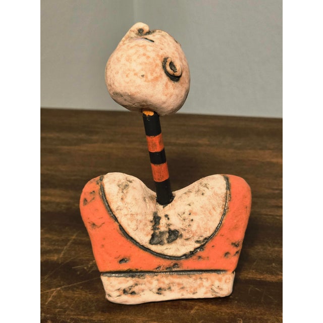 Contemporary Early 20th Century Signed Nancy Kubale Hand‑Built Ceramic Figurative Sculpture For Sale - Image 3 of 9