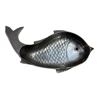 1976 Vintage Arthur Court Cast Aluminum Fish Dish With Carnelian Eye For Sale