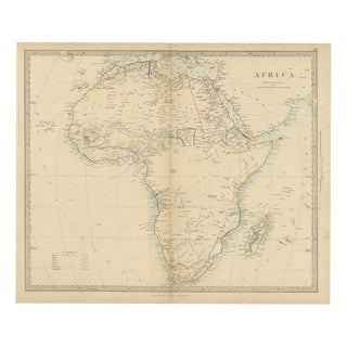 Antique Map of Africa with the Unexplored Interior and a Population Table, 1858 For Sale