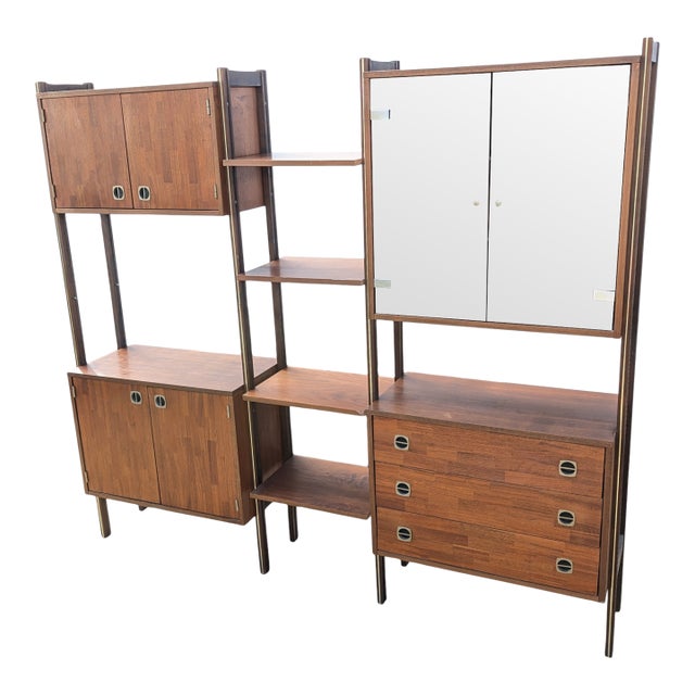 1970's Ello Mid Century Modern Walnut Cabinets - A Pair For Sale