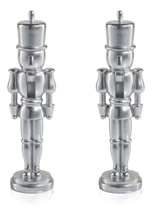 Hartwin Medium Silver Metallic Decorative Nutcracker Figurines, Set of 2