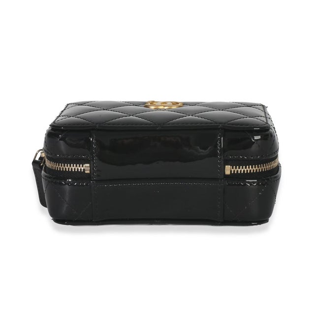 Animal Skin Black Quilted Patent Mini Vanity Chain Bag For Sale - Image 7 of 8