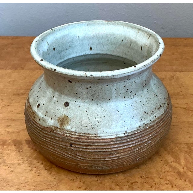 Vintage Original Studio Pottery Scored Vase For Sale - Image 11 of 12